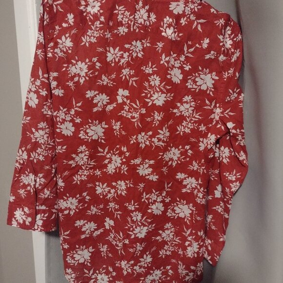 Ralph Lauren long sleeve button down red floral blouse - Picture 2 of 3